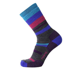 Point6 Mixed Stripe Medium Sock Hiking Merino Blend imperial